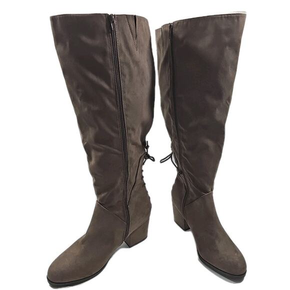 Journee collection ~Woman Size 12~ Leeda-Med Beige Boots Wide Calf NWOB. - Picture 11 of 16